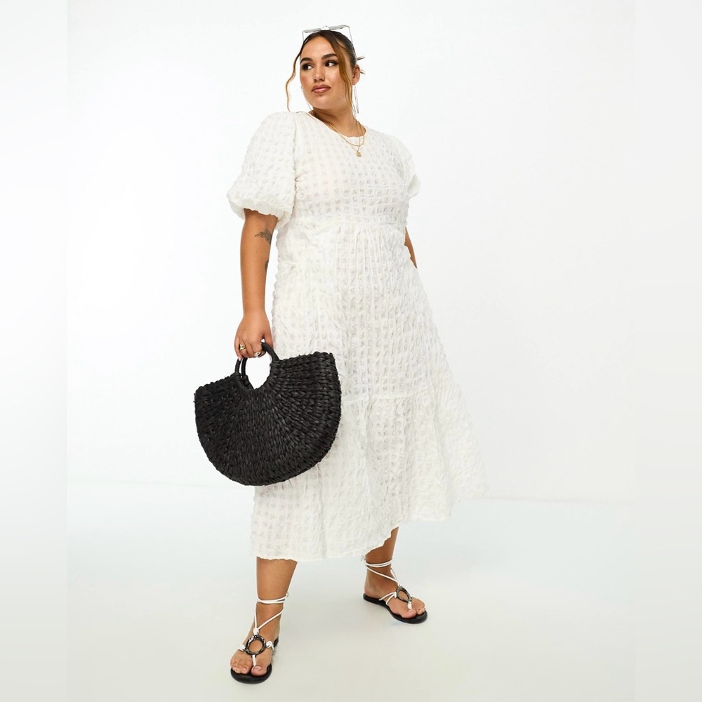 ASOS River Island Cream Maxi Dress with Puff Sleeves